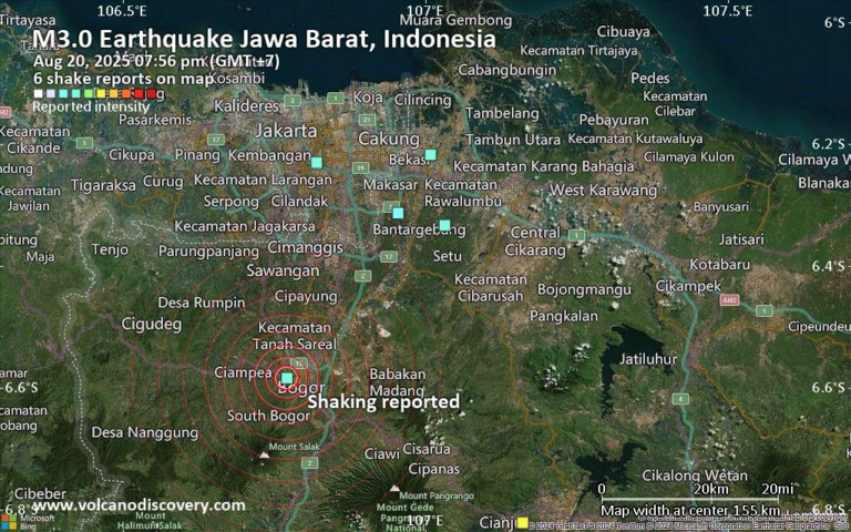 Seismic-like event, possible earthquake, reported few minutes ago near Depok, West Java, Indonesia – Volcano Discovery