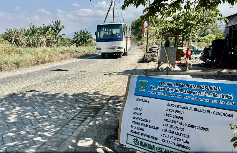 Mulus Dipaving, Rekonstruksi Jalan Bulusari–Genengan Gempol Rampung Dikerjakan